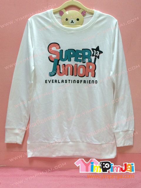 เสื้อฮู้ด เสื้อรุ่น สีขาว แขนยาว สกรีนตามสั่ง Super Junior Everlastingfriend
