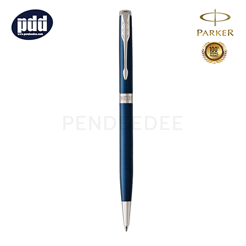ปากกาสลักชื่อ PARKER ปากกาลูกลื่น ป๊ากเกอร์ ซอนเนต สลิม สีน้ำเงิน คลิปเงิน PARKER Sonnet Slim Blue CT Ballpoint Pen