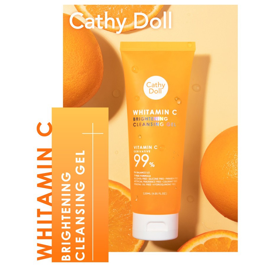 CATHY DOLL ไวท์ทามินซีไบรท์เทนนิ่งคลีนซิ่งเจล 120ML เคที่ดอลล์ คลีนซิ่งเจลวิตามินซี