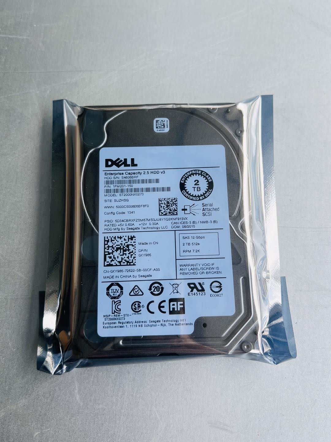 hdd sas 2tb 12Gbps 2.5" ฮาร์ดดิสเซิร์ฟเวอร์เดลมือสองพร้อมใช้งาน