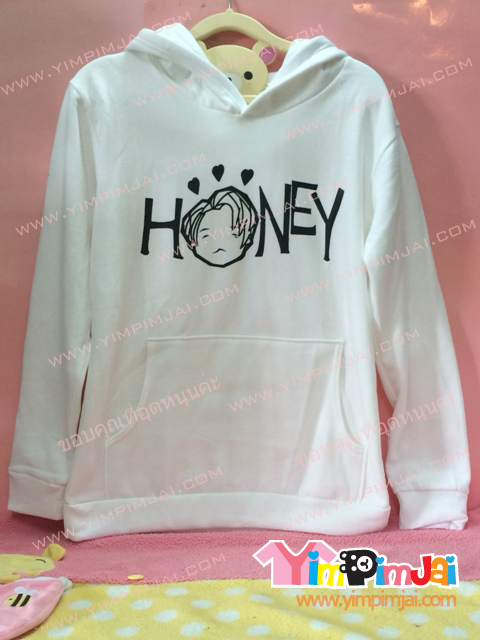 เสื้อฮู้ด เสื้อรุ่น สี-ขาว สกรีนตามสั่ง HONEY