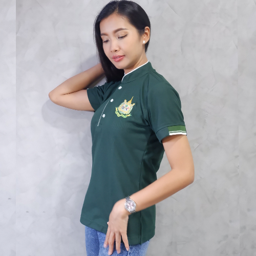 เสื้อโปโล สีเขียวหัวเป็ด-คอจีน /(ตรากระทรวงฯ)