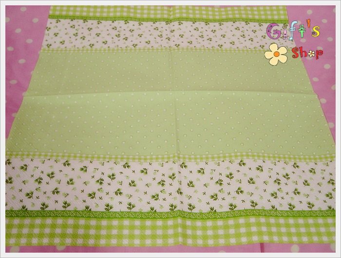 กระดาษแนปกิ้น ลายใบไม้ ลายจุด ตารางสก๊อต สีเขียว