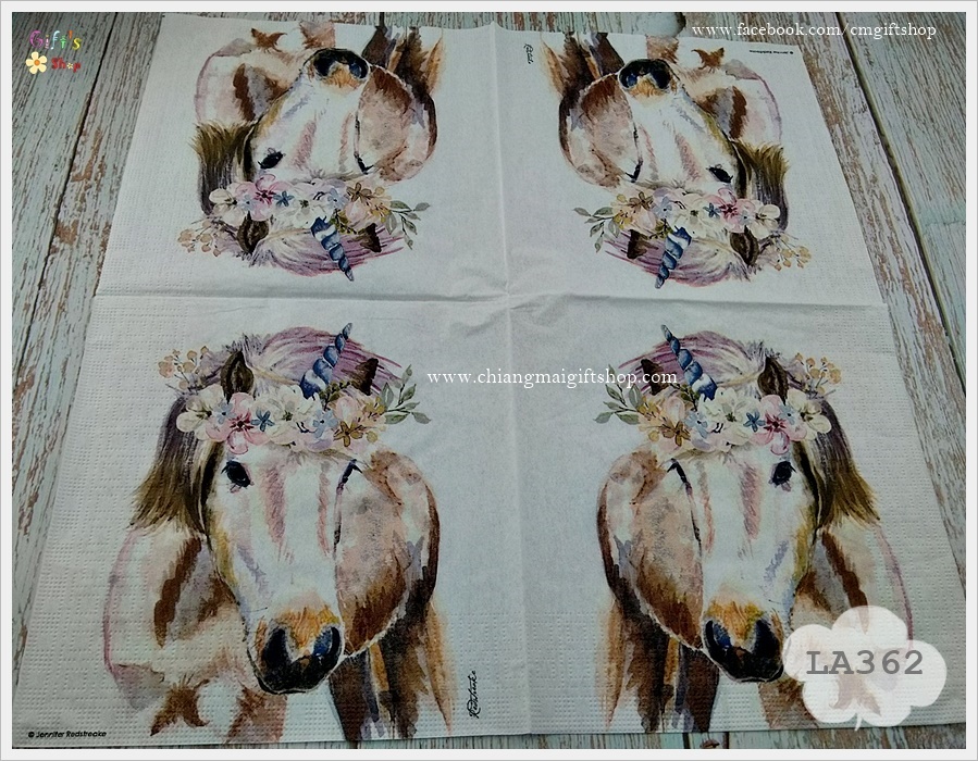 กระดาษแนปกิ้น ลายยูนิคอร์น, ลายPretty Unicorn, ลายม้ายูนิคอร์น, ยูนิคอร์น, ลายสัตว์ในเทพนิยาย, พื้นหลังสีขาว