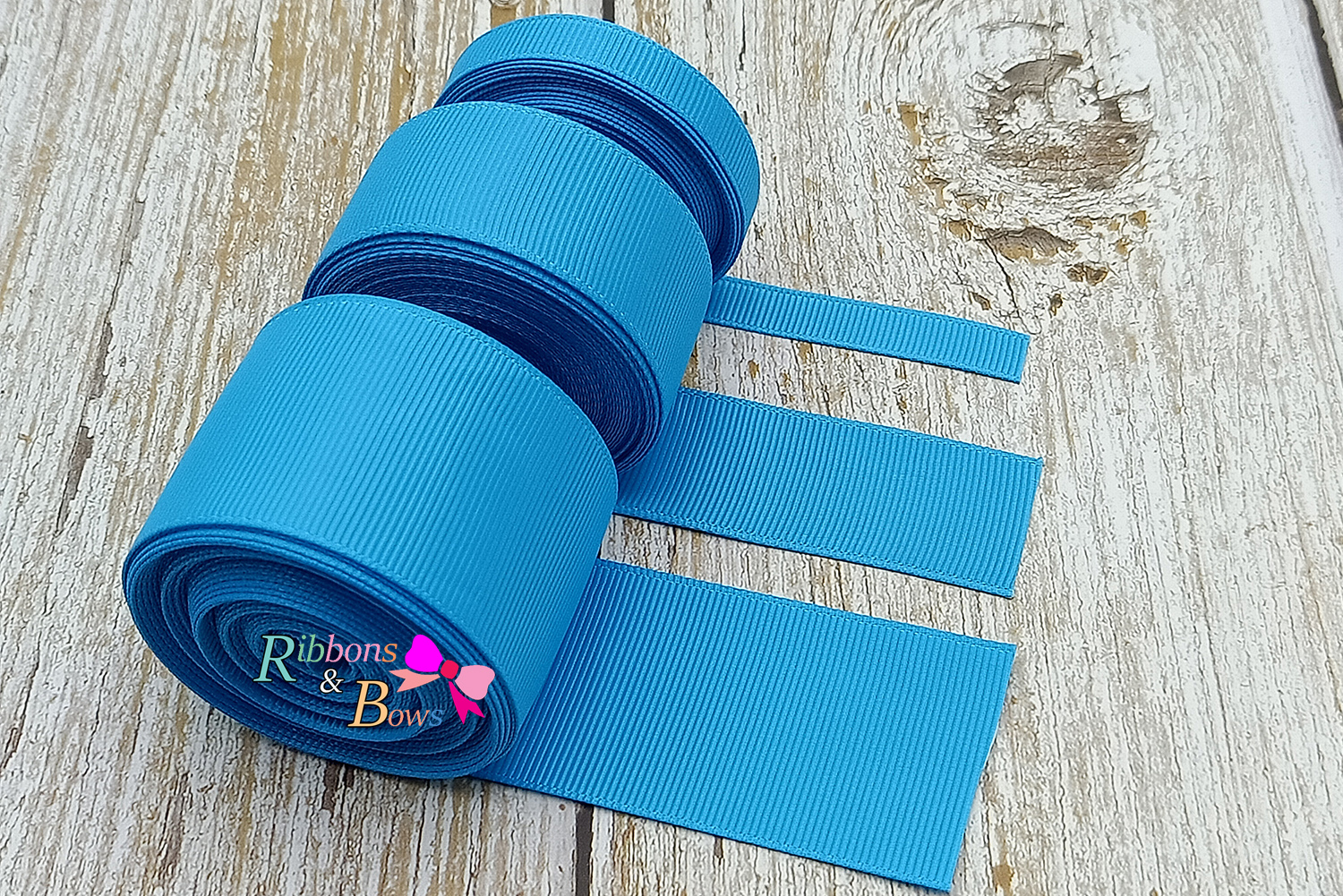 ริบบิ้นผ้าลูกฟูก สีฟ้า (340 turquoise)#PC16
