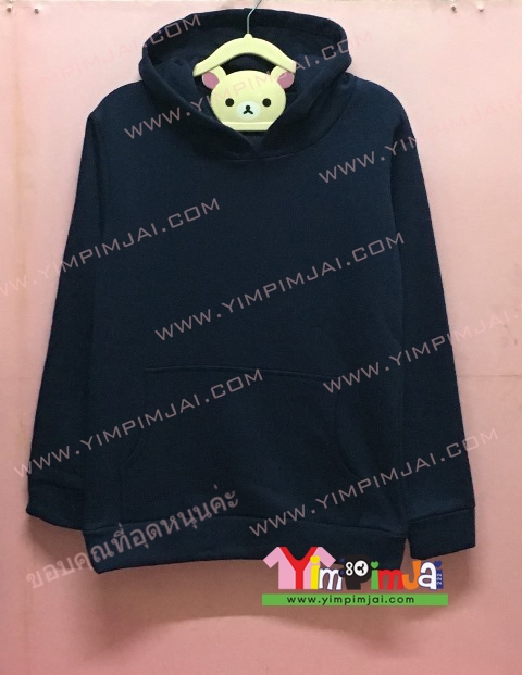 เสื้อฮู้ด สีดำ แขนยาว หมวก กระเป๋า สกรีนตามสั่ง KRINNA1 TEAMTOP7