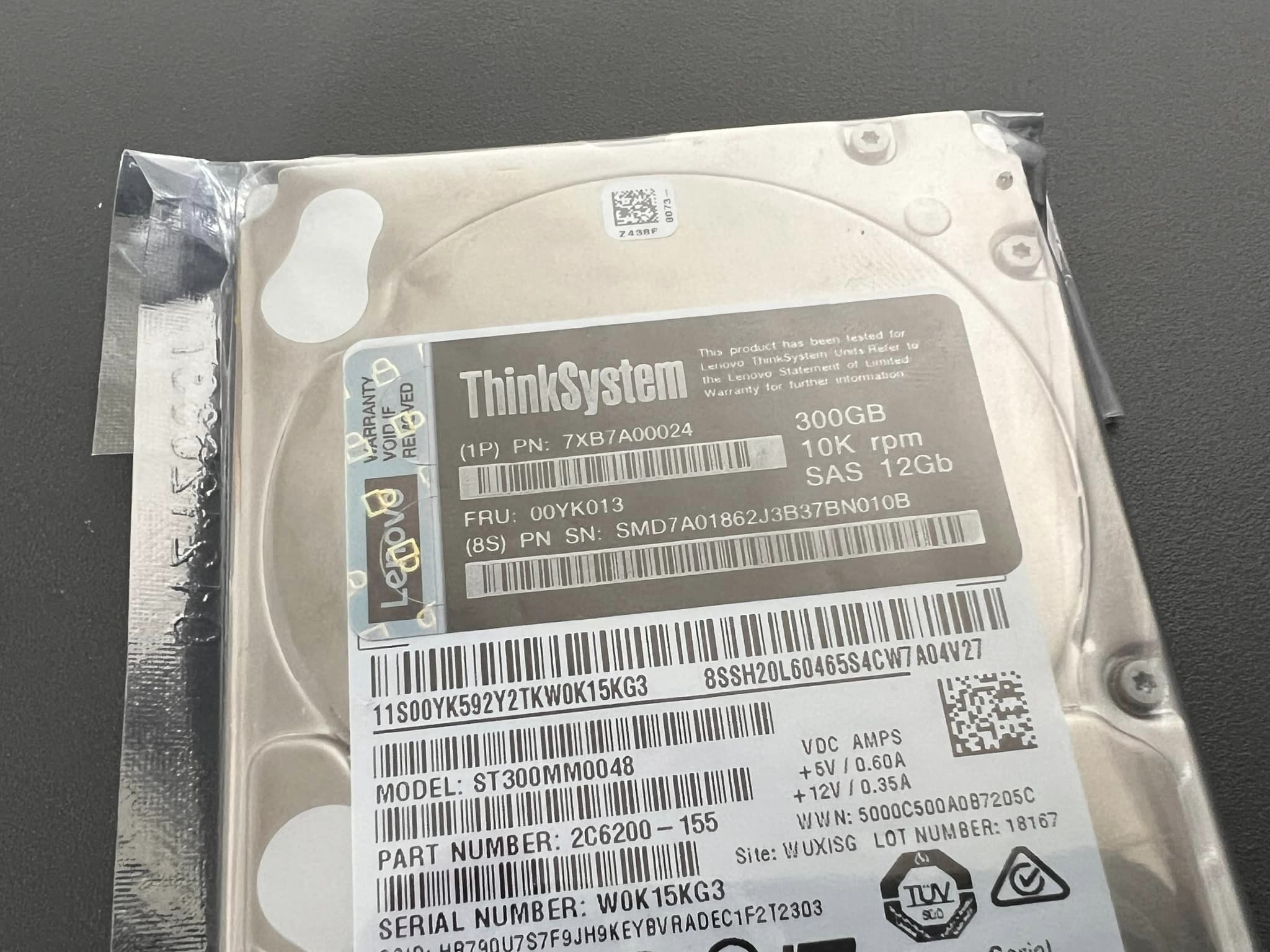 hdd sas 300gb 10k 12g 2.5" lenovo มือสองพร้อมใช้งาน