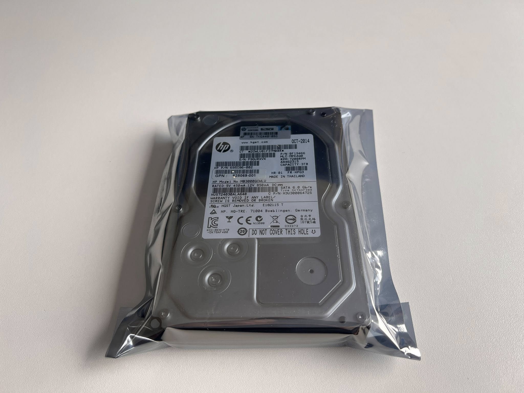 hdd sata 3tb hp 7200rpm 6g ฮาร์ดดิสเซิร์ฟเวอร์มือสองพร้อมใช้งาน