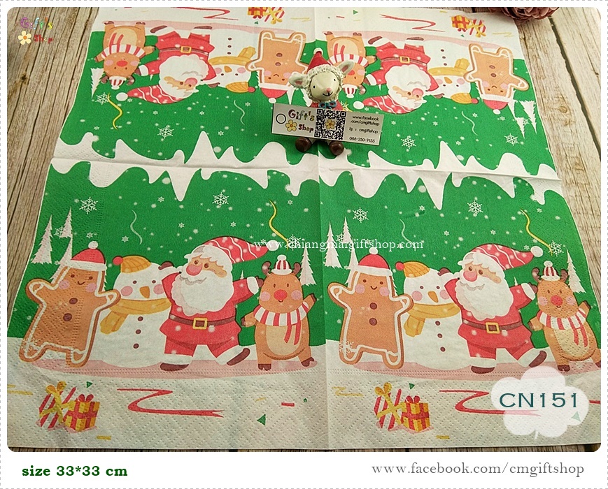 กระดาษแนปกิ้น, ลายซานตาคลอส, ลายซานต้า, ลายคริสต์มาส, ลายตุ๊กตาหิมะ, ลายการ์ตูน, พื้นหลังสีเขียว, ลายเทศกาล