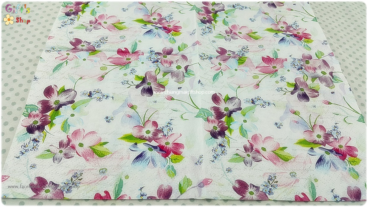 กระดาษแนปกิ้นยุโรป, ลายดอกไม้เล็กๆ, ลายดอกไม้สีหวาน, ลายดอกไม้สีชมพูอ่อน, ลายดอกไม้สีม่วงอ่อน, Sweet Pinks, ลายดอกผีเสื้อ, ลายดอกหน้าแมว, ลายดอกแพนซี