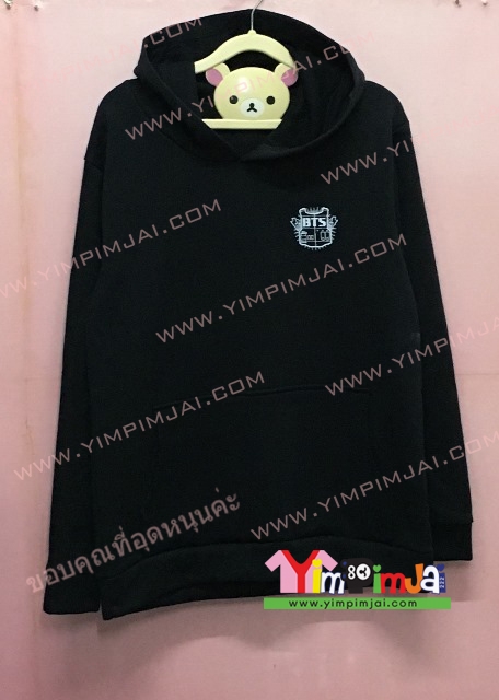 เสื้อฮู้ด เสื้อกันหนาว เสื้อรุ่น สีดำ แขนยาว หมวกดำ ซิป มีกระเป๋า สกรีนตามสั่ง MONSTER