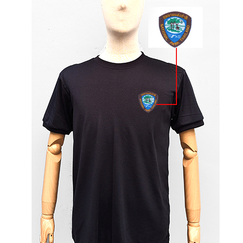 เสื้อยืดดำตราส่วนอุทยานฯ แขนจั๊ม ฟองน้ำไหล่ (สินค้าพรีออเดอร์)