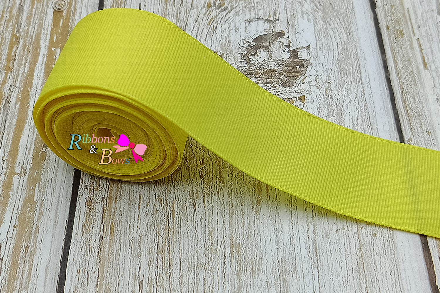 ริบบิ้นผ้าลูกฟูก สีเหลือง (640 Lemon) #PC28