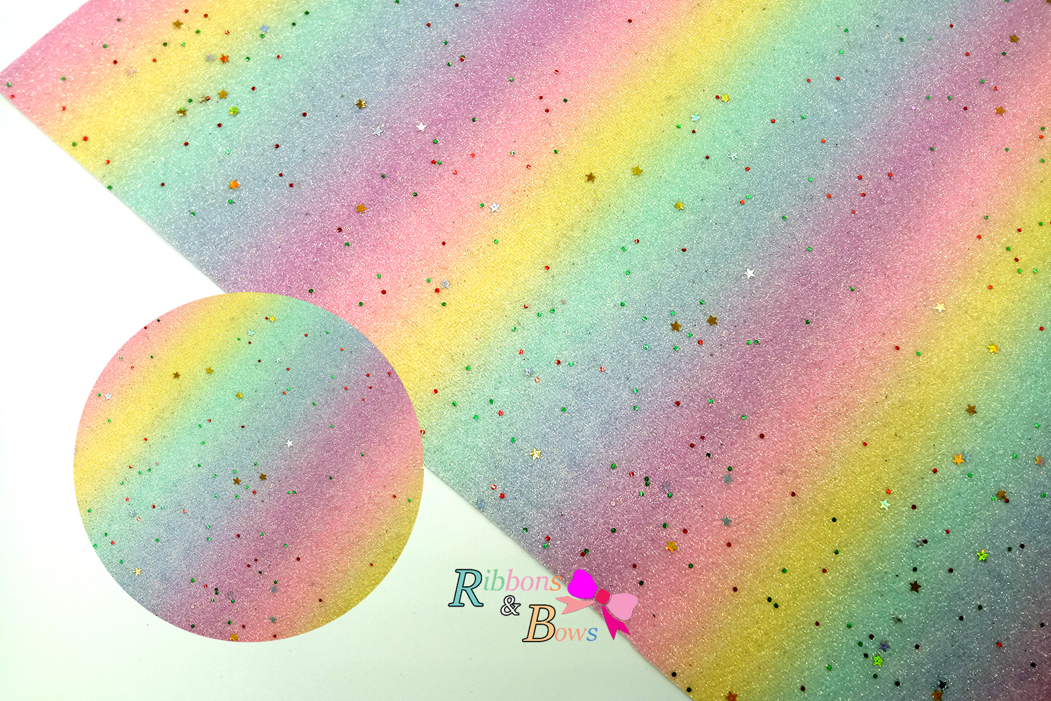 แผ่นกลิตเตอร์ทำโบว์ สีรุ้ง ขนาด A4