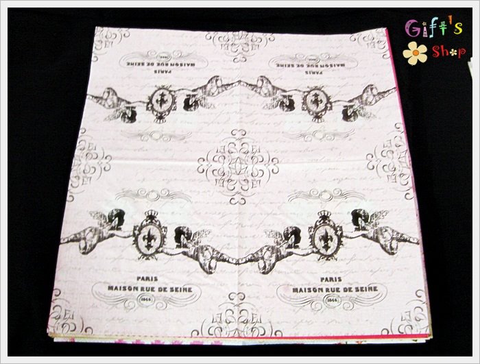 กระดาษแนปกิ้น ลายเทวดาสีดำ พื้นหลังสีขาว