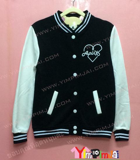 เสื้อกันหนาว เบสบอล สีดำ แขนยาวขาว ลายตามสั่ง เสื้อห้อง เสื้อรุ่น Aprix