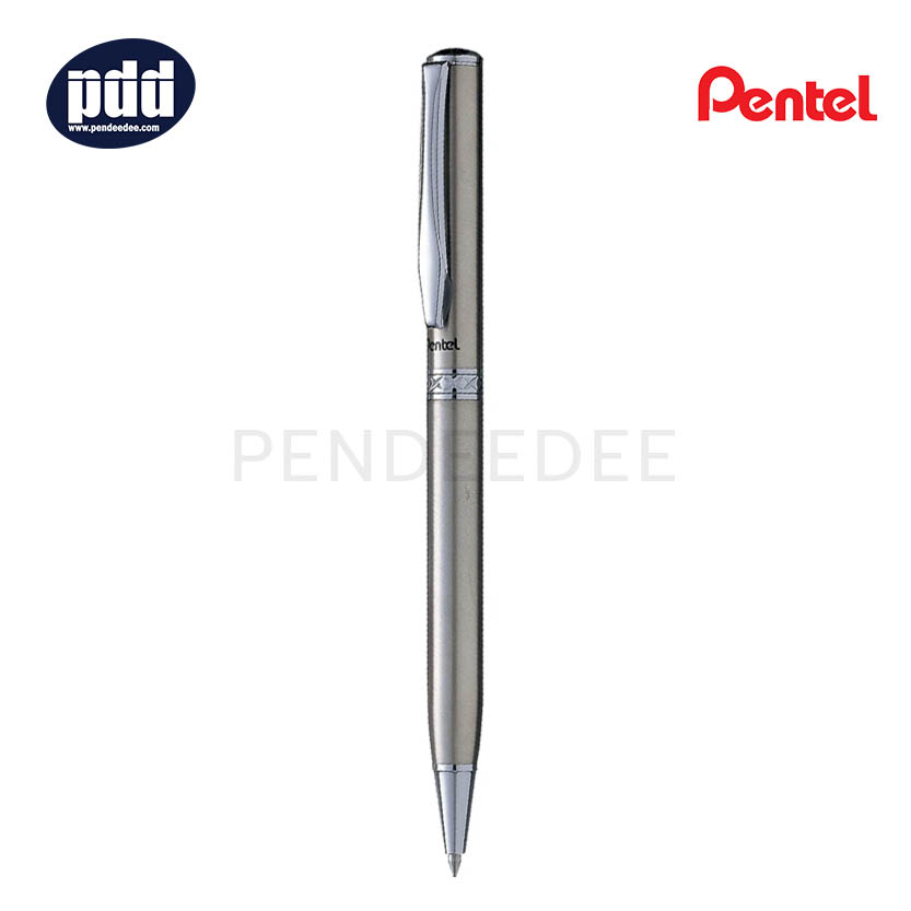 PENTEL ปากกาลูกลื่น เพนเทล สเตอร์ลิ่ง PENTEL Sterling 0.8 mm. Silver Ballpoint Pen