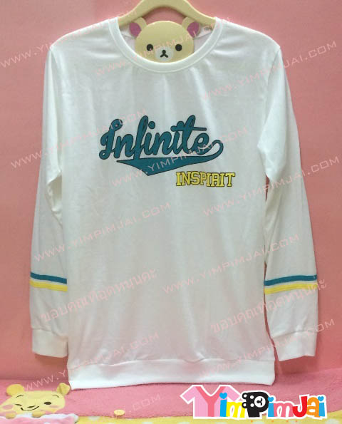 เสื้อยืด สีขาว แขนยาว สกรีนตามสั่ง infinite
