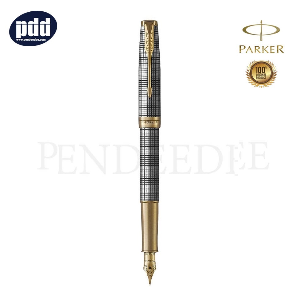PARKER Sonnet Black Silver GT Fountain Pen ปากกาหมึกซึม ป๊ากเกอร์ ซอนเนต สีดำเงิน คลิปทอง