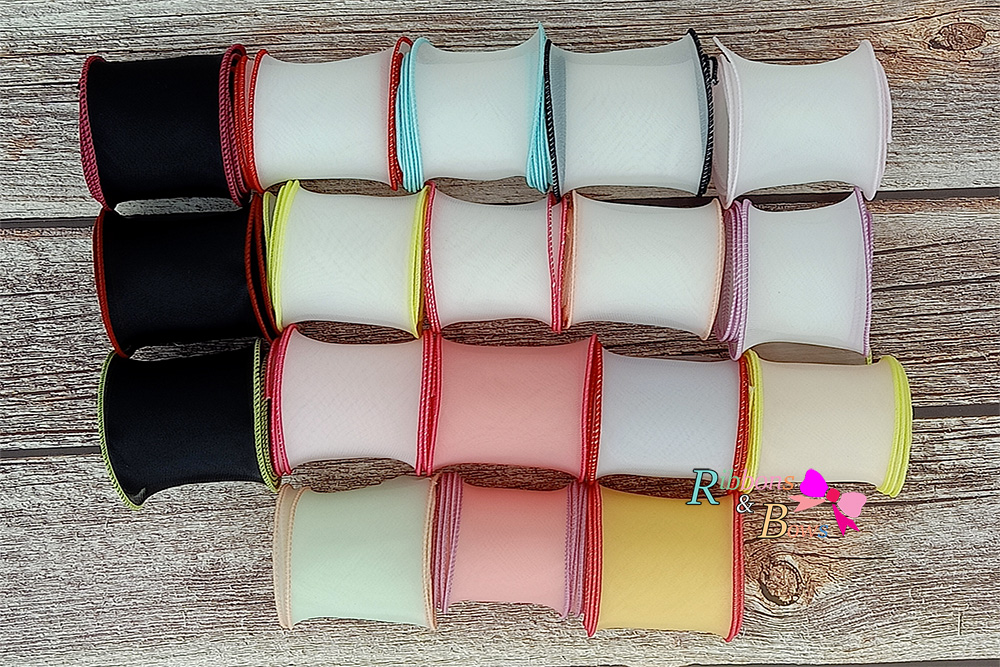 ริบบิ้นออแกนดี้ ขอบสีหวาน ขอบเอ็น ขนาด 5.5 ซม. สไตล์เกาหลี