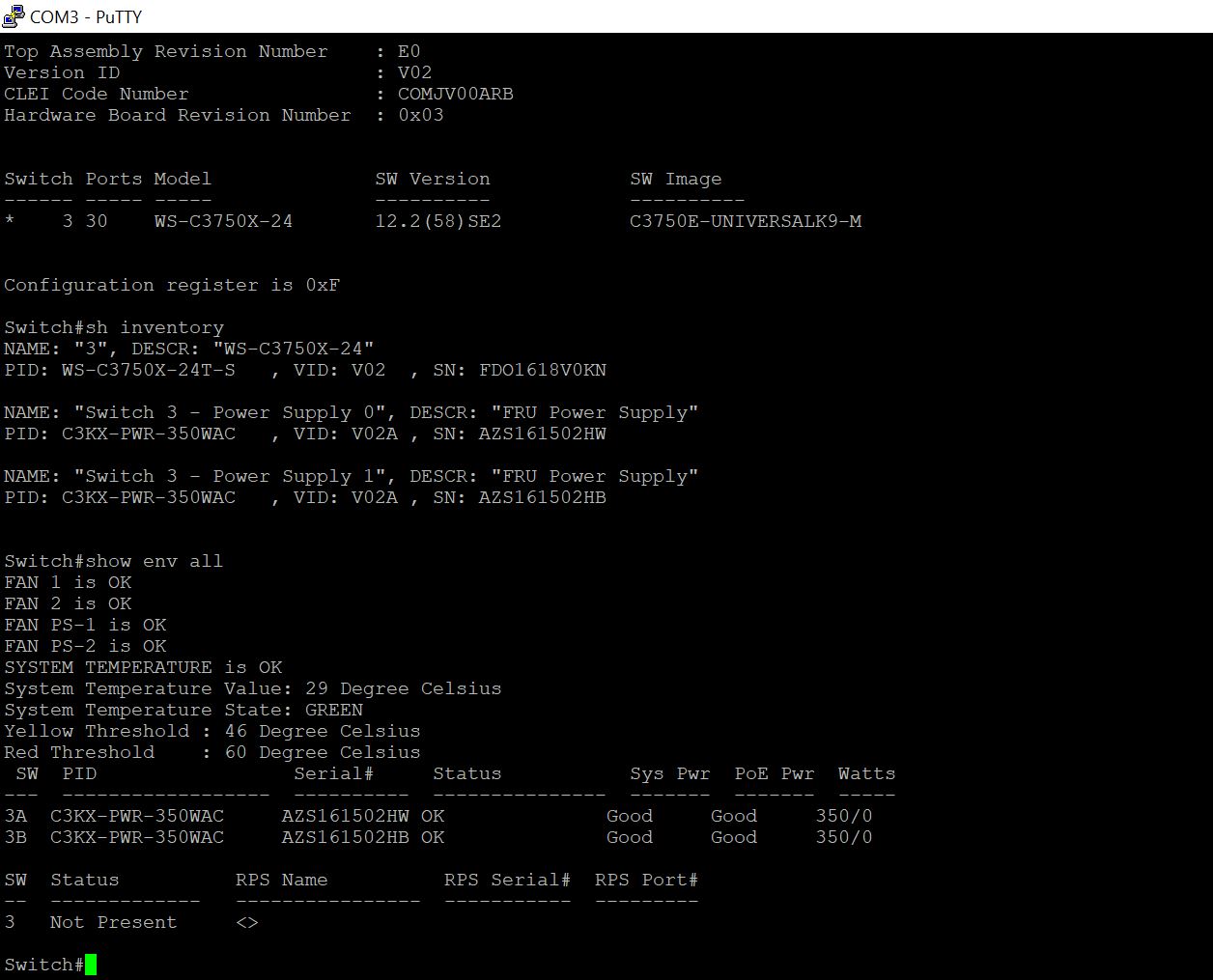 Switch cisco 3750x Gigabit 24 port layer3 สวิทซิสโก้มือสองพร้อมใช้งาน
