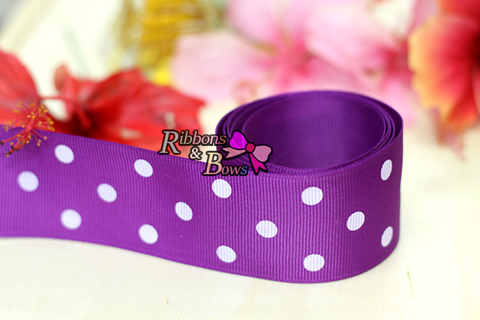 ริบบิ้นผ้าพิมพ์ลายจุด กว้าง 38 mm #PD007