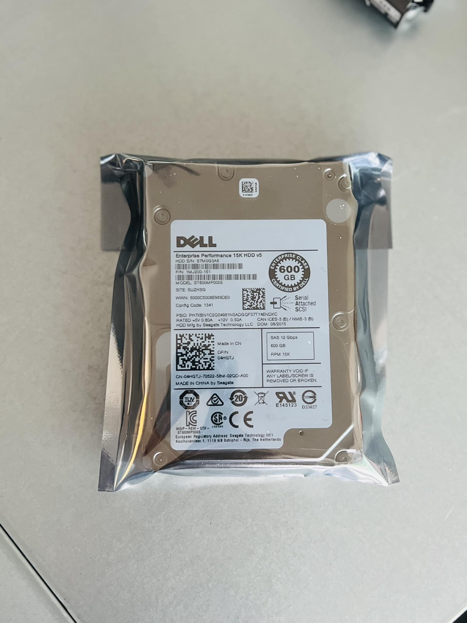 hdd sas 600gb 15k 12g ฮาร์ดดิสเซิร์ฟเวอร์เดลมือสองพร้อมใช้งาน