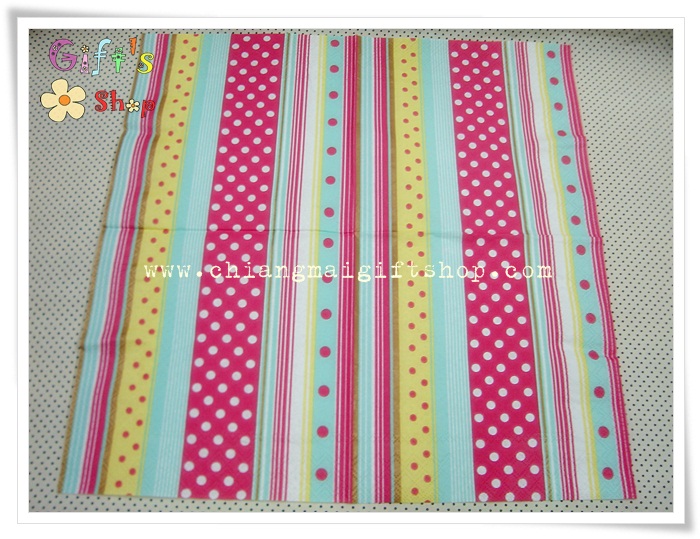 กระดาษแนปกิ้น ลายจุดสี แดง ขาว เขียว เหลือง ลายทาง
