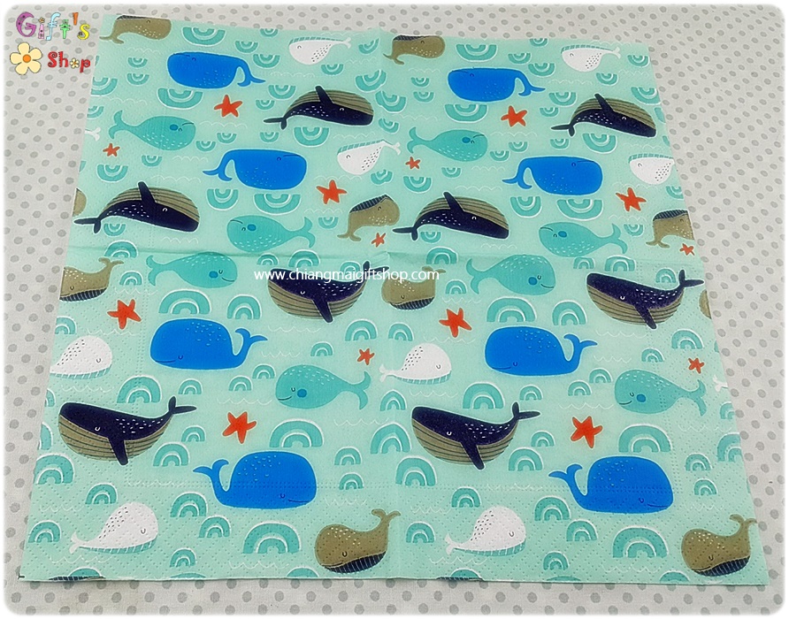 กระดาษแนปกิ้นยุโรป, ลายปลาวาฬหลายสี, ลายปลาวาฬ, ลายปลาวาฬสีน้ำเงิน, ลายปลาวาฬหลายตัว, ลายคลื่นในทะเล, ลายปลาดาว, ลายWhales, ลายสัตว์ทะเล
