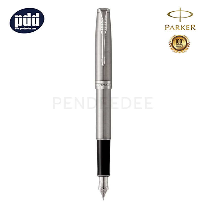 ปากกาสลักชื่อ PARKER ปากกาหมึกซึม ป๊ากเกอร์ ซอนเน็ต สแตนเลสสตีล สีเงิน คลิปเงิน PARKER Sonnet Stainless Steel CT Fountain Pen
