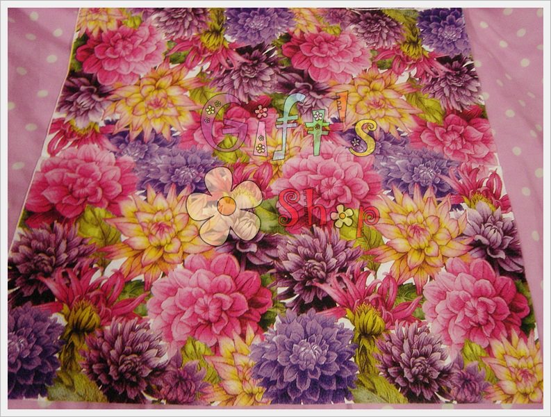 กระดาษแนปกิ้น ลายดอกไม้สีชมพู ม่วงเหลือง เต็มผืน