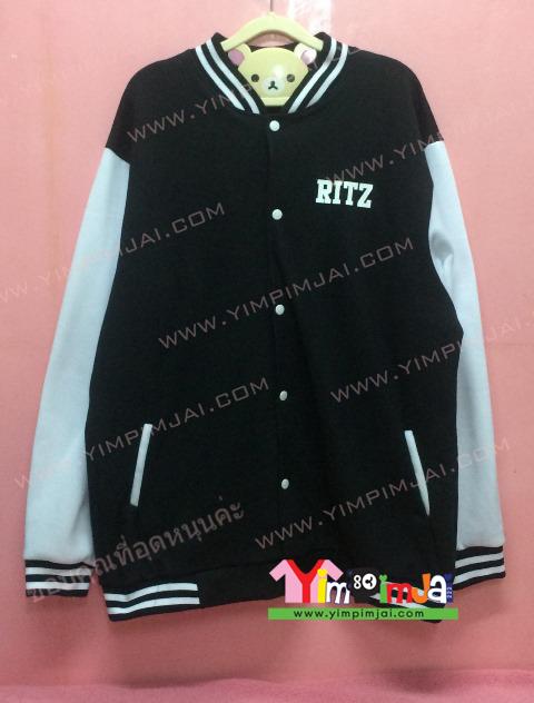เสื้อกันหนาว เบสบอล สีดำ แขนยาวขาว ลายตามสั่ง เสื้อห้อง เสื้อรุ่น Ritz Teamritz7 08