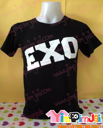 เสื้อยืด แขนสั้น งานกาโย EXO สีดำ ด้านหลังเลือกชื่อเมนได้ตามใจค่ะ