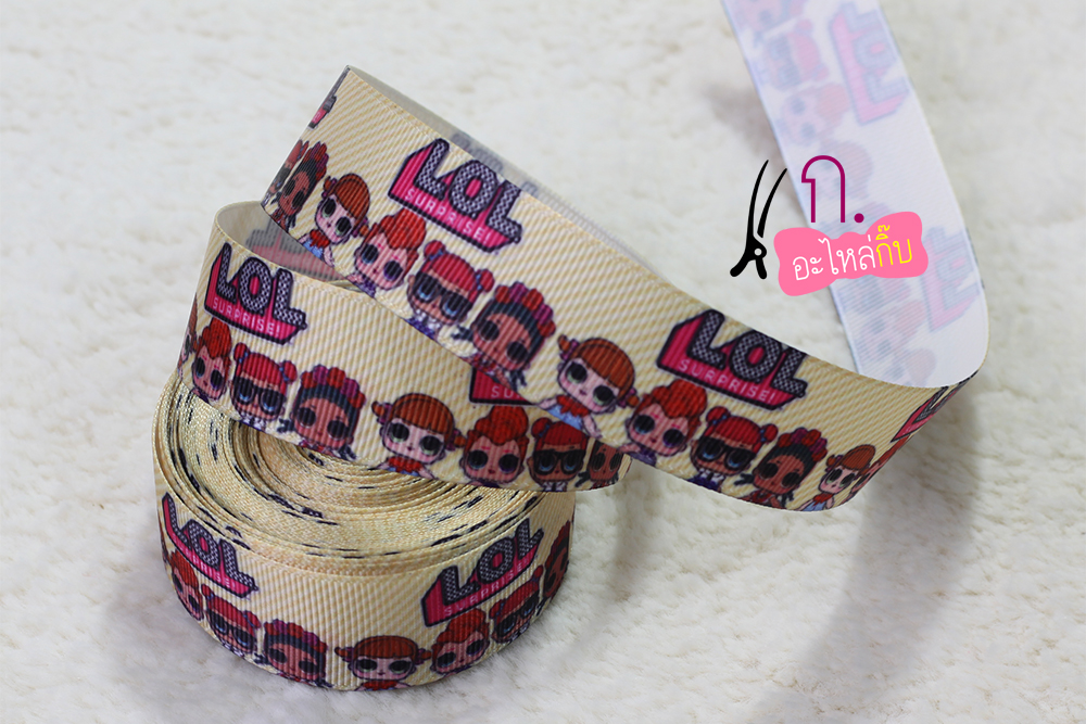 ริบบิ้นผ้าพิมพ์ลาย สาวน้อย LOL กว้าง 25mm #CT42