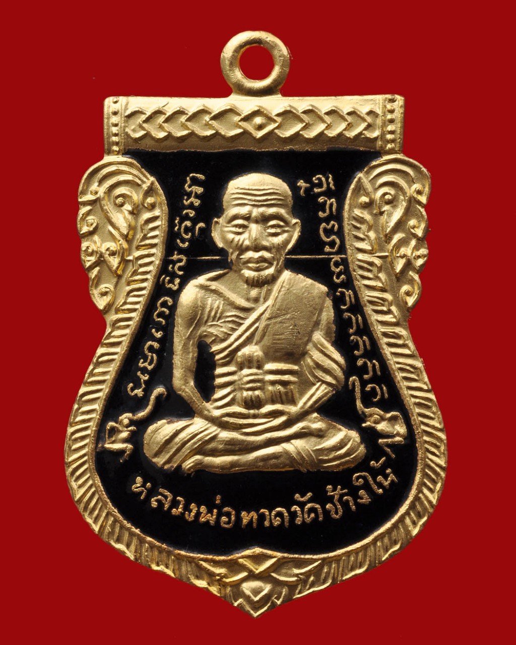 เหรียญเสมา เลื่อน 101 ปี อ.ทิม เนื้อ ทองแดงกระไหล่ทองลงยาสีดำ