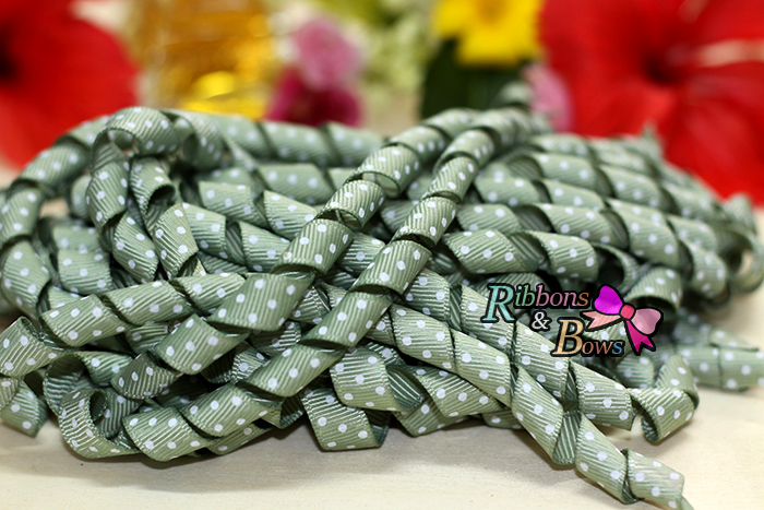 ริบบิ้นเกลียวลายจุด กว้าง 10 mm #Y38
