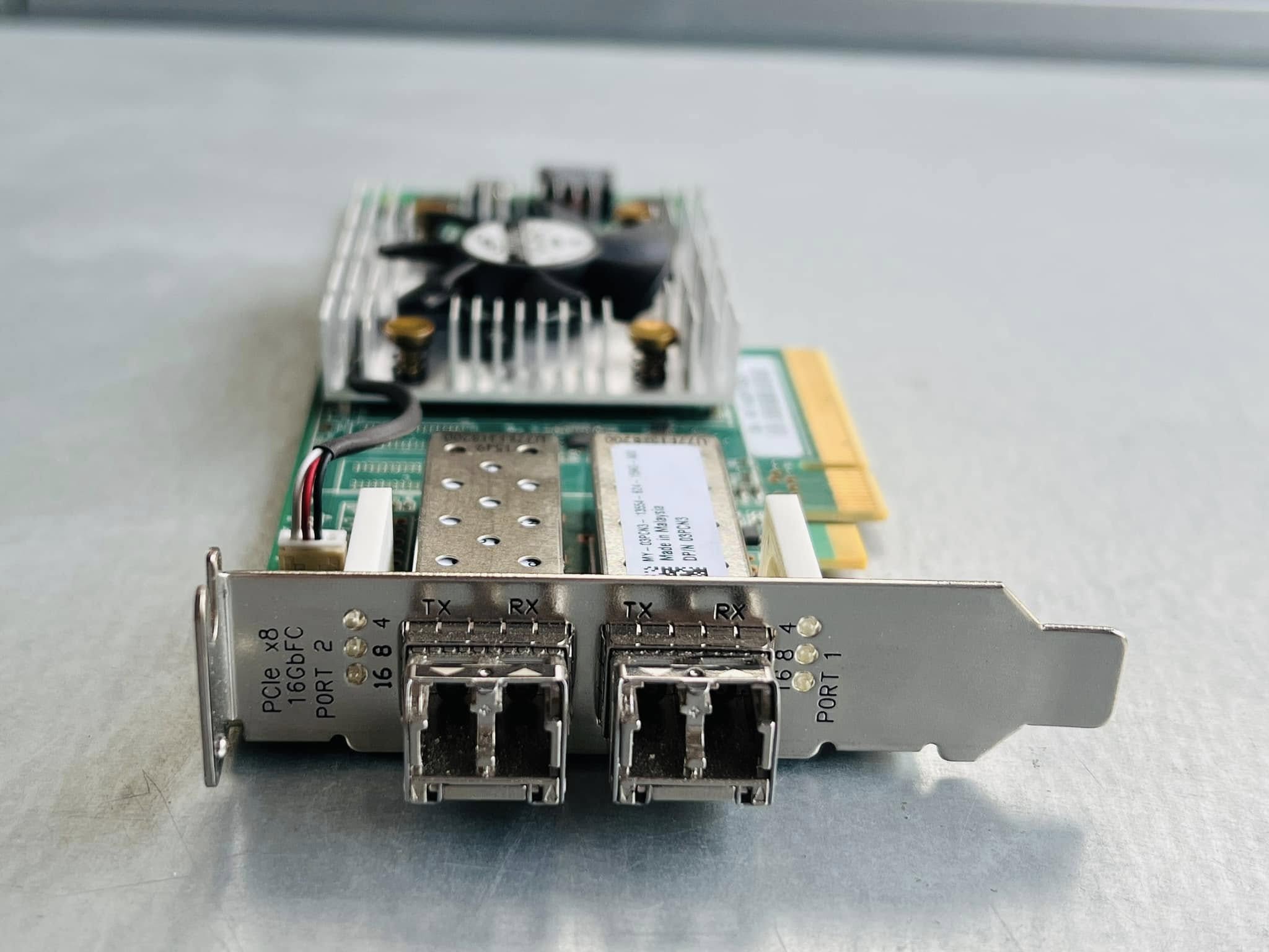 การ์ด Fiber 16G Dell QLogic พร้อมหัว SFP 16GB การ์ดไฟเบอร์มือสองพร้อมใช้งาน
