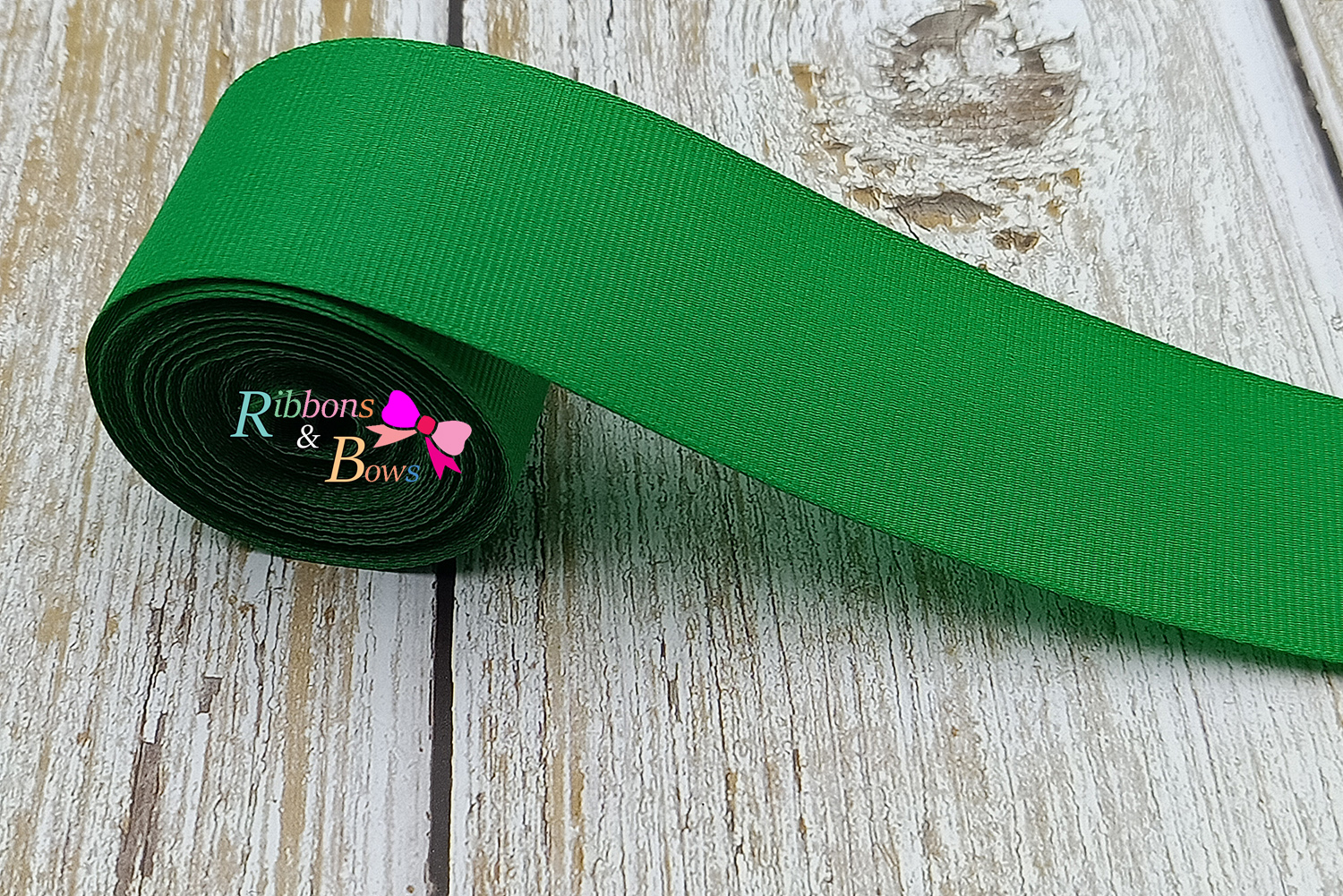 ริบบิ้นผ้าลูกฟูก สีเขียว (579 classic green) #PC25