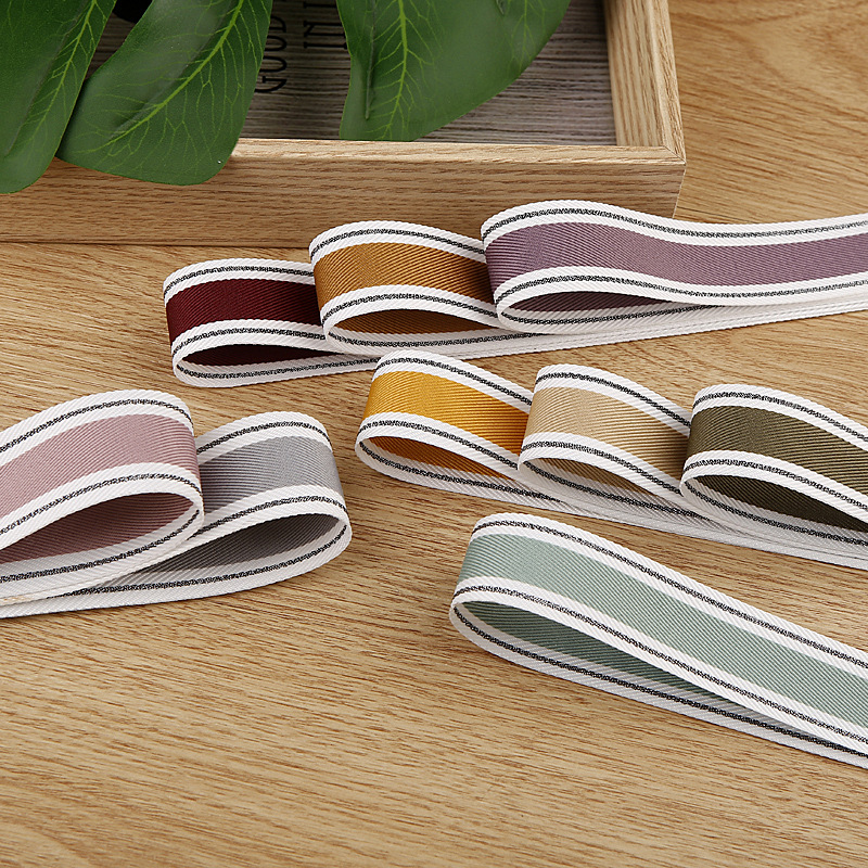 ริบบิ้นผ้า แต่งขอบ สีพาสเทล ขนาด 2.5 ซม.