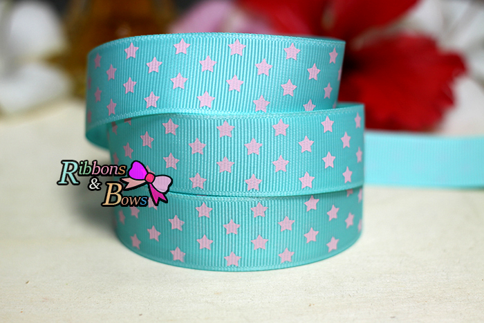 ริบบิ้นผ้าพิมพ์ลายดาว กว้าง 25 mm #ST3