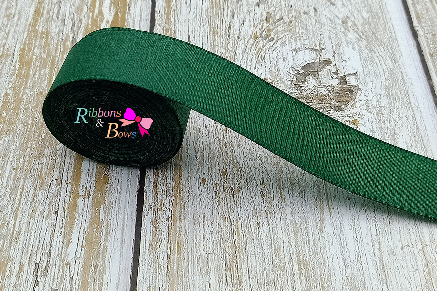 ริบบิ้นผ้าลูกฟูก สีเขียว ( 587 forest green) PC26