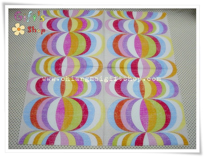 กระดาษแนปกิ้น ลายยุคซิกตี้ sixties พื้นหลังสีอ่อน
