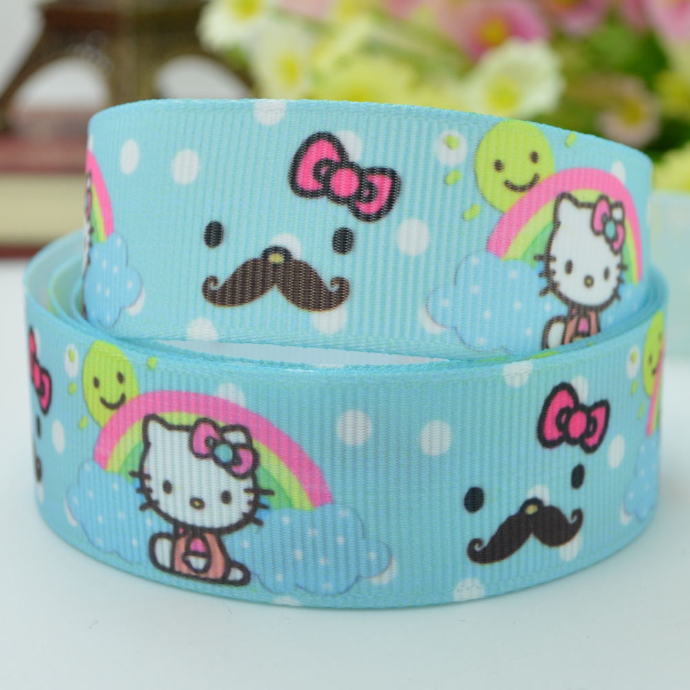 ริบบิ้นผ้าพิมพ์ลายคิตตี้ Hello Kitty กว้าง 22 mm #HK49