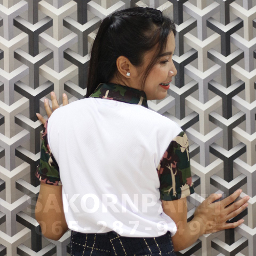 โปโล"ผ้ากีฬา รุ่นใหม่" สีขาว ปกลายพราง/อุทยาน*