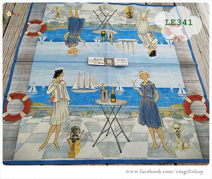 กระดาษแนปกิ้นยุโรป, ลายผู้หญิงกับทะเล, ลายน้องหมา, ลายทหารเรือ, ลายเกี่ยวกับทะเล, ลายแนวทะเล, ลายเรือ, ลายทะเล, ลายMaritim Living, ลายโทนสีฟ้าขาว