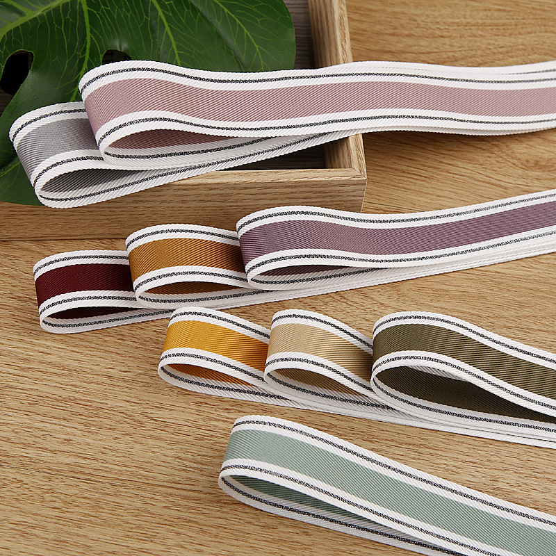 ริบบิ้นผ้า แต่งขอบ สีพาสเทล ขนาด 2.5 ซม.