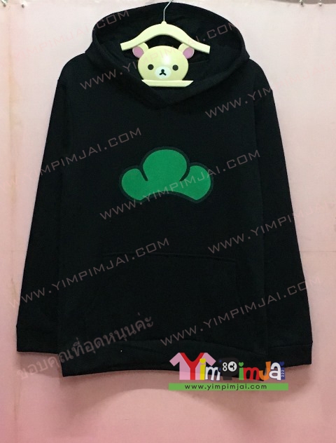 เสื้อฮู้ด เสื้อกันหนาว เสื้อรุ่น สีดำ แขนยาว หมวก มีกระเป๋า สกรีนตามสั่ง ภาพที่หน้าอก