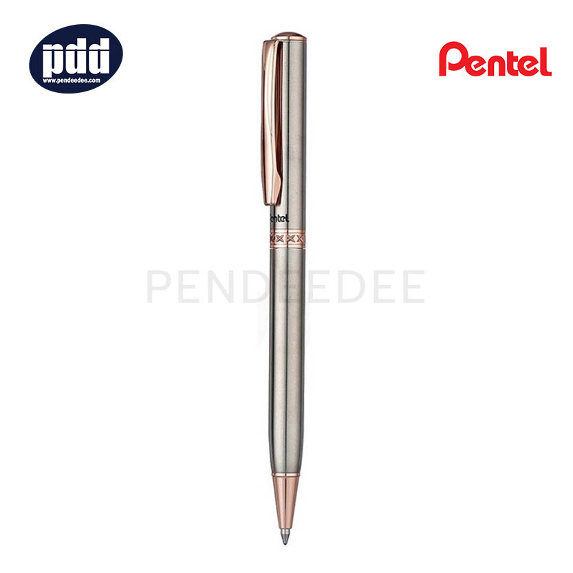 PENTEL ปากกาลูกลื่น เพนเทล สเตอร์ลิ่ง PENTEL Sterling B811 0.8 mm. Silver Pinkgold Trim Ballpoint Pen