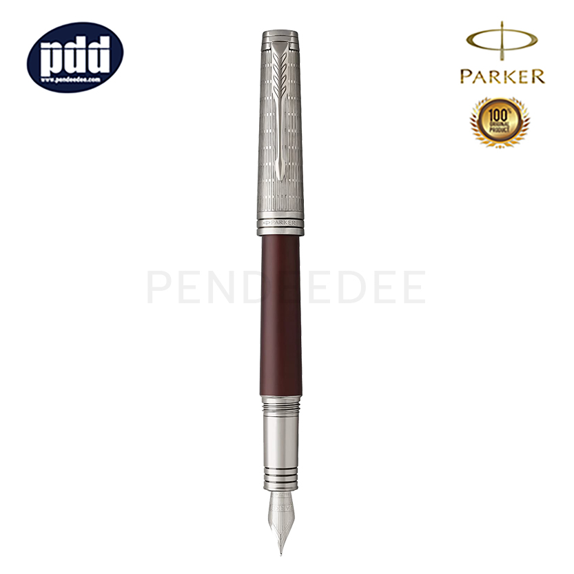 ปากกาสลักชื่อ PARKER ปากกาหมึกซึม ป๊ากเกอร์ พรีเมี่ย คัสทัม สีแดงเข้ม คลิปเงิน PARKER Premier Custom Crimson Red CT Fountain Pen