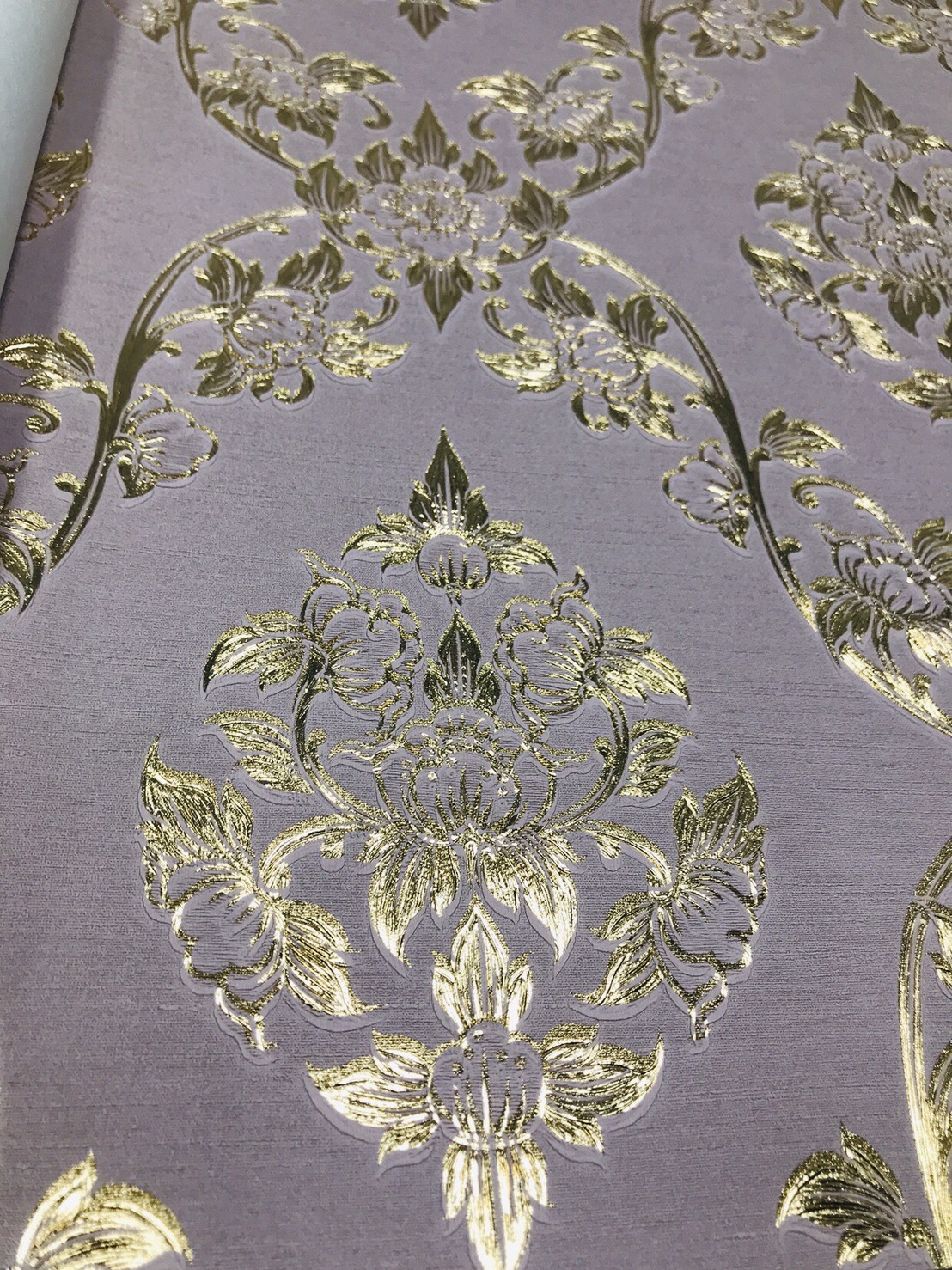 วอลเปเปอร์ลายไทย ดอกพุดตาน สีทอง-พื้นเทา RG101-02